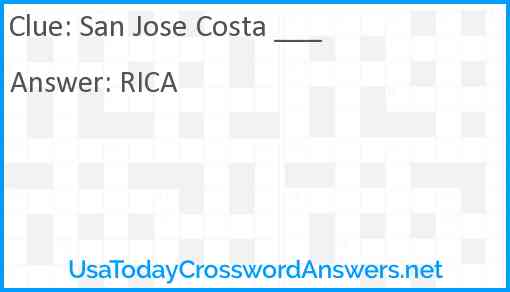 San Jose Costa ___ Answer