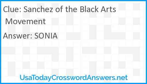 Sanchez of the Black Arts Movement Answer