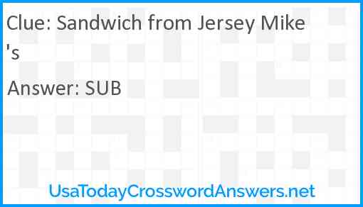 Sandwich from Jersey Mike's Answer