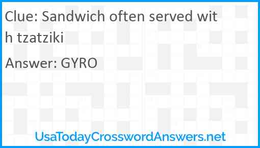 Sandwich often served with tzatziki Answer