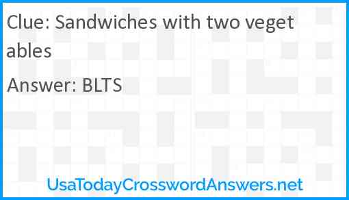 Sandwiches with two vegetables Answer