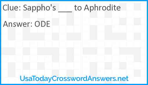 Sappho's ___ to Aphrodite Answer