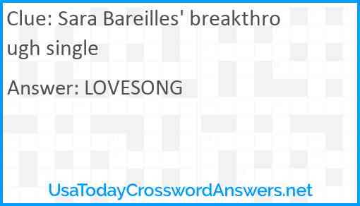 Sara Bareilles' breakthrough single Answer