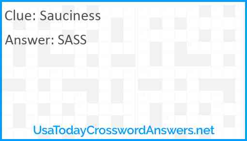 Sauciness Answer