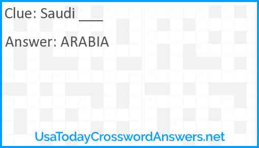 Saudi ___ Answer