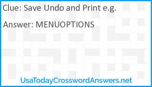 Save Undo and Print e.g. Answer