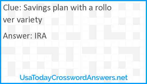 Savings plan with a rollover variety Answer