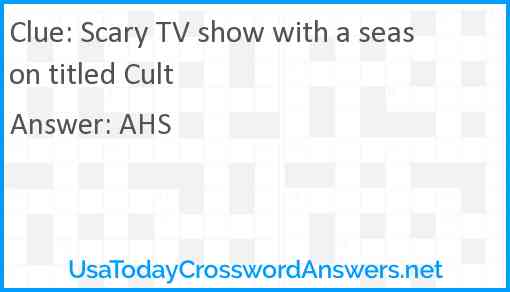 Scary TV show with a season titled Cult Answer