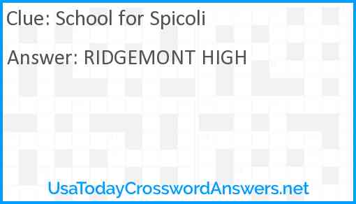 School for Spicoli Answer