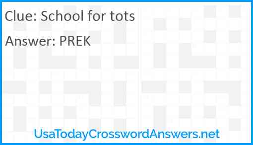 School for tots Answer