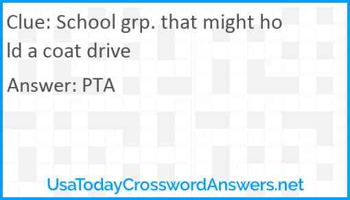 School grp. that might hold a coat drive Answer