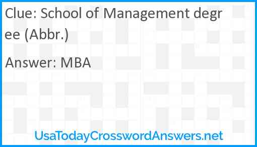 School of Management degree (Abbr.) Answer