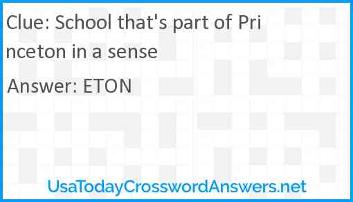 School that's part of Princeton in a sense Answer