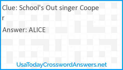 School's Out singer Cooper Answer