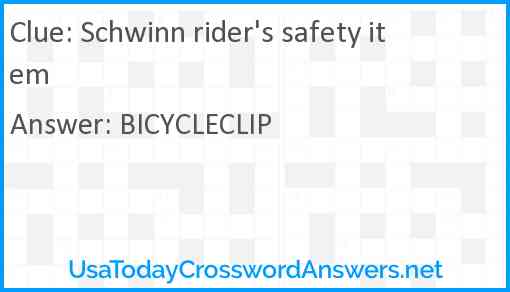 Schwinn rider's safety item Answer