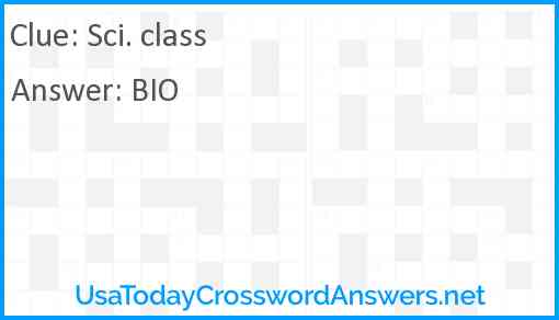 Sci. class Answer