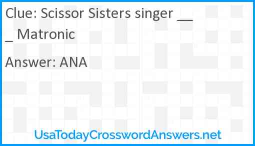Scissor Sisters singer ___ Matronic Answer