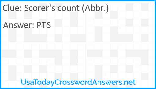 Scorer's count (Abbr.) Answer