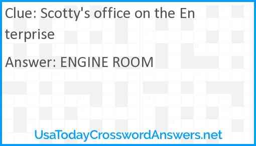 Scotty's office on the Enterprise Answer