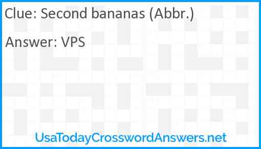 Second bananas (Abbr.) Answer