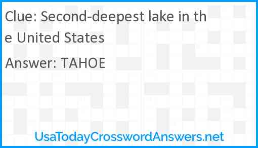 Second-deepest lake in the United States Answer