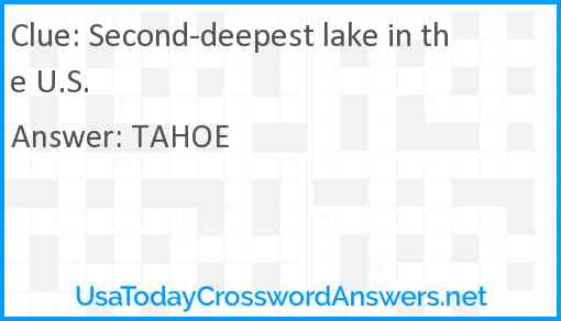 Second-deepest lake in the U.S. Answer