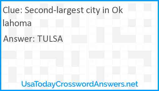 Second-largest city in Oklahoma Answer
