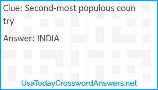 Second-most populous country Answer