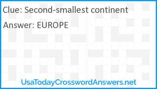 Second-smallest continent Answer