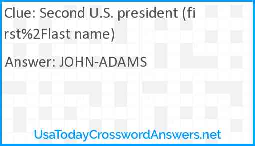 Second U.S. president (first%2Flast name) Answer