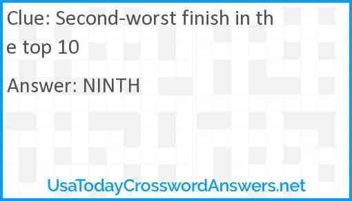 Second-worst finish in the top 10 Answer