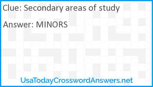 Secondary areas of study Answer