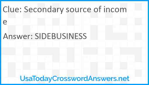 Secondary source of income Answer
