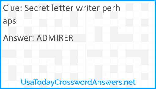 Secret letter writer perhaps Answer