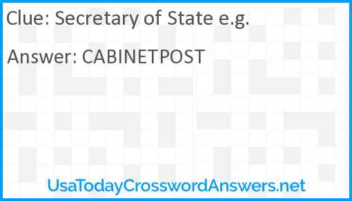 Secretary of State e.g. Answer