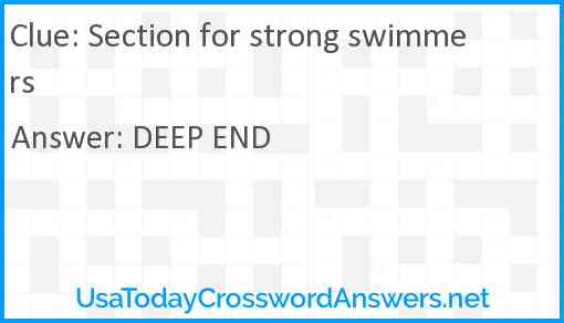 Section for strong swimmers Answer