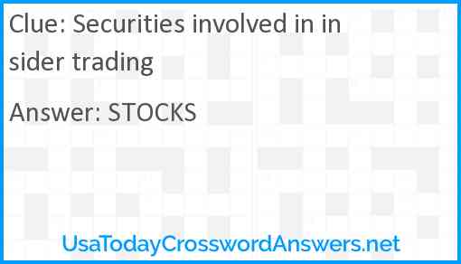 Securities involved in insider trading Answer