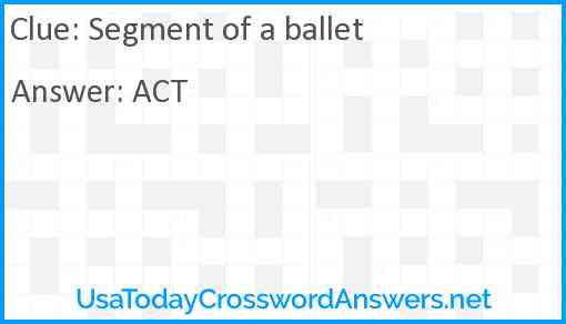 Segment of a ballet Answer