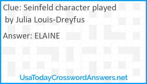 Seinfeld character played by Julia Louis-Dreyfus Answer