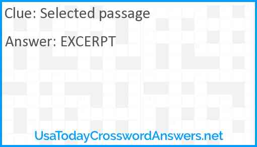 Selected passage Answer