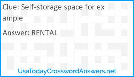 Self-storage space for example Answer
