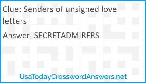 Senders of unsigned love letters Answer
