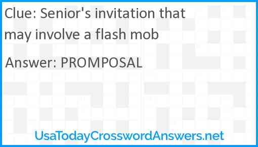 Senior's invitation that may involve a flash mob Answer
