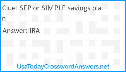 SEP or SIMPLE savings plan Answer