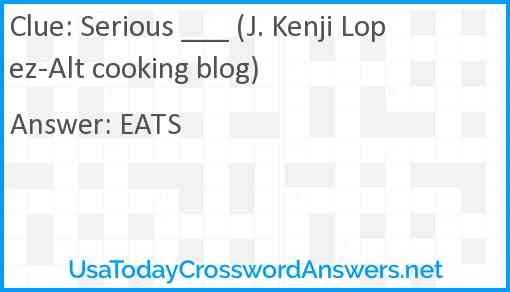 Serious ___ (J. Kenji Lopez-Alt cooking blog) Answer