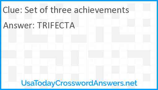 Set of three achievements Answer