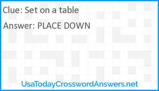 Set on a table Answer