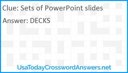 Sets of PowerPoint slides Answer