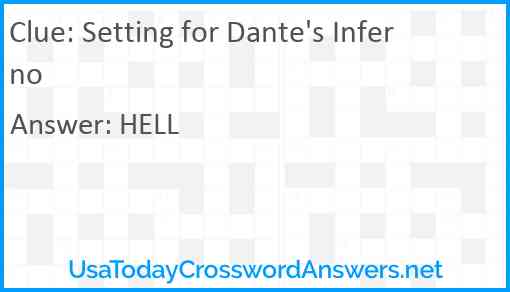Setting for Dante's Inferno Answer