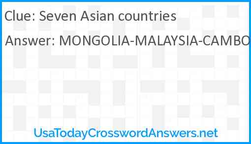 Seven Asian countries Answer